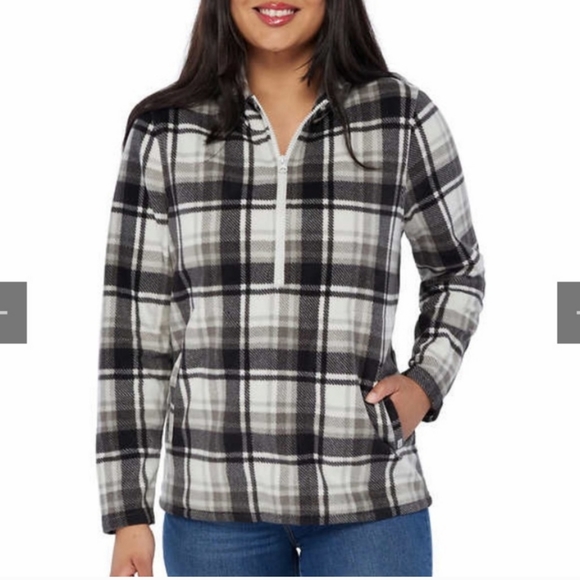 O'Neil Women's Half Zip Plaid Polar Fleece Hoodie, Large - Picture 6 of 6